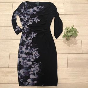 Ralph Lauren Navy and Lavender Bodycon Dress